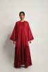 Adwa Overlay Abaya Dress Maroon Red